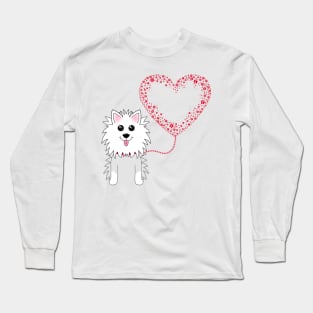 Dog with Paw-Print Heart Balloon Long Sleeve T-Shirt